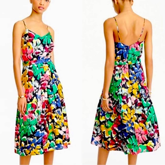 J. Crew Dresses & Skirts - J.Crew Brushstroke Silk Spaghetti Strap Dress - Size 6P